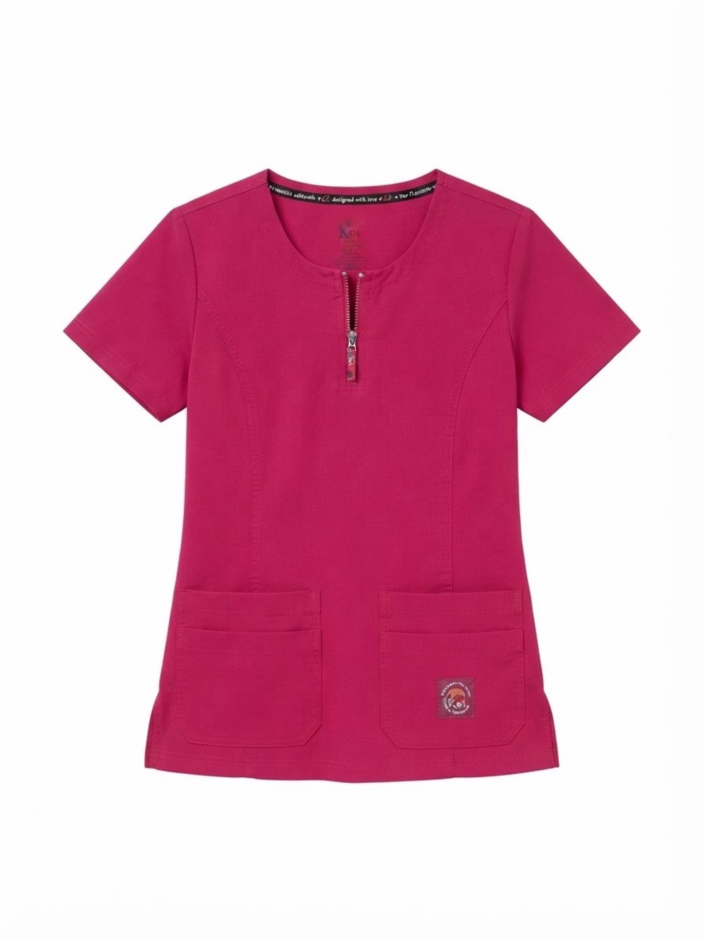Koi Women's Pink Scrub Top with Zipper style 317 size small dobby